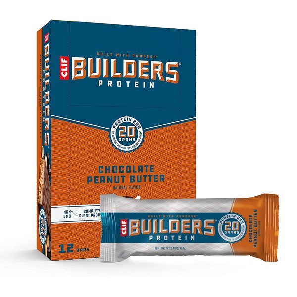 CLIF BUILDERS - Protein Bars - Chocolate Peanut Butter Flavor - 20g Protein (2.4 Ounce, 12 Count) (Now Gluten Free)