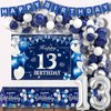 13th Birthday Decorations Boys Girls, 149PCS Happy Birthday Party Supplies Including Backdrop, Balloon Arch/Garland Kit, Tabblecloth, Banner