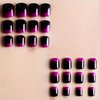 Purple Press on Nails Short Square French Fake Nail Glossy False Nails with Gradient Designs Glossy Purple Black Acrylic Nails Full Cover Stick on Nails for Women and Girls 24 Pcs…