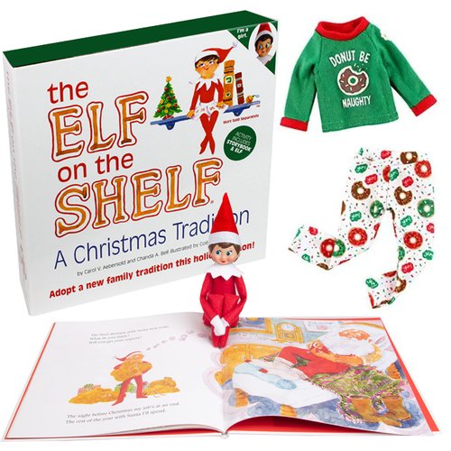 The Elf on the Shelf - Girl Elf Giftset with Donut Pajama Set - Donut Be Naughty PJ's and Girl Character Themed Storybook