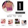 MISUD Press on Nails Extra Long Square Fake Nails Matte Glue on Nails Bling Glitter Acrylic Nails Squoval French Tip Artificial Nails Fuchsia Sparkly Sequins Stick on False Nails with Design 24 pcs