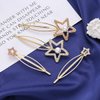 4 PCS Star Hair Clip Rhinestones Pearl Metal Golden Hair Pins for Women and Girls Wedding Birthday Party Hair Accessories