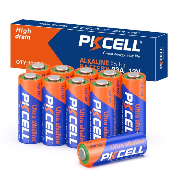 PKCELL A23 23A 12V Alkaline Battery 12V Specialty 23AE Battery(10 Count)