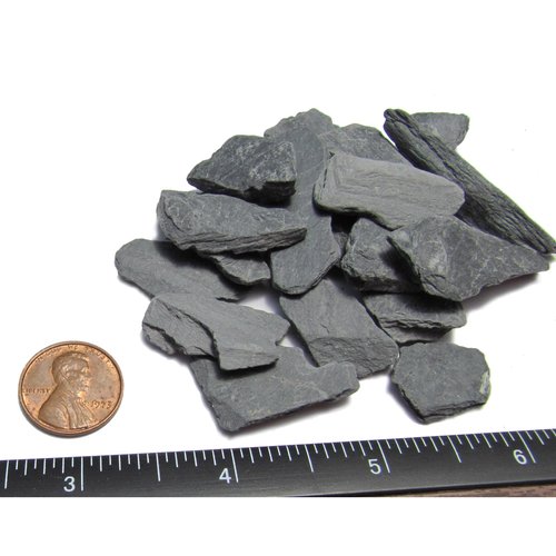Natural Slate Stone -1/2 to 1 inch. Perfect Size for Miniature or Fairy Gardens, Aquariums, Reptiles, Terrariums, Model Railroads, Dioramas & Wargaming (1lb Grey)