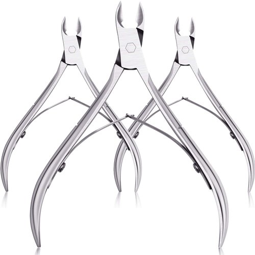 Mudder 3 Packs Cuticle Nippers Cuticle Cutter Stainless Steel Professional Nail Cuticle Trimmer Pointed Blade Cuticle Remover Scissors Pedicure Manicure Tool for Fingernails and Toenails (Silver)