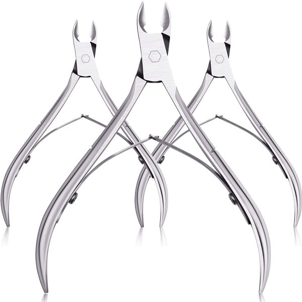 Mudder 3 Packs Cuticle Nippers Cuticle Cutter Stainless Steel Professional Nail Cuticle Trimmer Pointed Blade Cuticle Remover Scissors Pedicure Manicure Tool for Fingernails and Toenails (Silver)