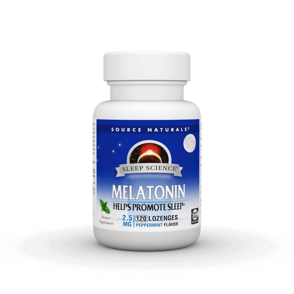 Source Naturals Sleep Science Melatonin 2.5mg Sleep Support Peppermint Flavor that Promotes Restful Sleep and Relaxation - Supports Natural Sleep/Wake Patterns and Rhythms - 120 Lozenges