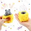 3 Pcs Cheese Toy Cheese Stress Ball Fidget Toys Mice in Cheese Anxiety Toys Mouse Office Toy Sensory Mouse Toys for Birthday Gifts Stress Relief Party Favors, Grey Brown White