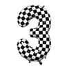 Kwuz 40 Inch Checkered Birthday Balloon Number 3 Boys Fast Three Birthday Decorations Race Car Racing Theme 3rd Birthday Party Balloons Decor Supplies Foil Mylar Black White