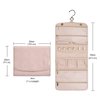 BAGSMART Travel Hanging Jewelry Organizer Case Foldable Jewelry Roll with Hanger for Journey-Rings, Necklaces, Bracelets, Earrings, Soft Pink