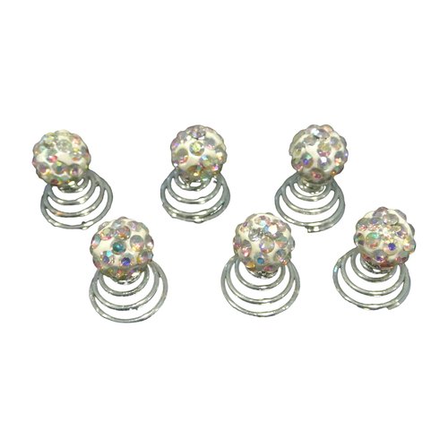 Shop Ginger Wedding Ship USA (Pack Of 6) Disco Ball Crystal Rhinestones Hair Twists (Crystal AB)