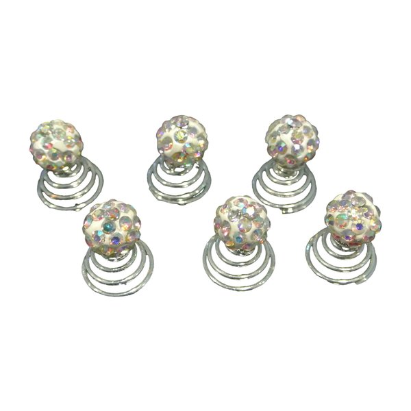 Shop Ginger Wedding Ship USA (Pack Of 6) Disco Ball Crystal Rhinestones Hair Twists (Crystal AB)