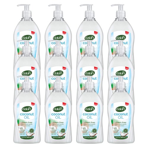 Dalan Coconut Oil Cream Ultra Moisturizing Liquid Hand Soap for Normal and Dry Hands Fresh Clean and Soft Feeling (13.5 Fl Oz / 400 mL (Pack of 12))