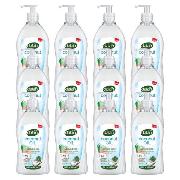 Dalan Coconut Oil Cream Ultra Moisturizing Liquid Hand Soap for Normal and Dry Hands Fresh Clean and Soft Feeling (13.5 Fl Oz / 400 mL (Pack of 12))