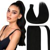 Ve Sunny Ponytail Hair Extensions Black Ponytail Extension Human Hair Jet Black Wrap Around Ponytail Hair Extensions Human Hair Black Human Hair Ponytail Short Hair Ponytail 14inch 80G