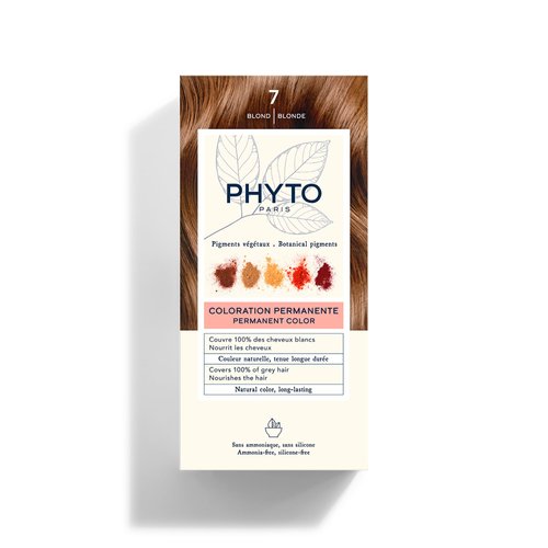 PHYTO Phytocolor Permanent Hair Color, 7 Blonde, with Botanical Pigments, 100% Grey Hair Coverage, Ammonia-free, PPD-free, Resorcin-free, 0.42 oz.