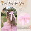 VOBOBE 2PCS Hair Bows for Women Girls Pink Tulle Hair Ribbon with Long Tail Satin Silk Hair Bow Hair Accessories Toddlers Teens Kids (Pink)