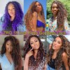 ZRQ 8 Packs 18 Inch Goddess Locs Crochet Braids Hair, 3 Tone Ombre Boho Faux Locs Crochet Hair,Synthetic Bohemian Locs Ombre Hippie Locs,Curly River Locs Hair Extension 1B3027#