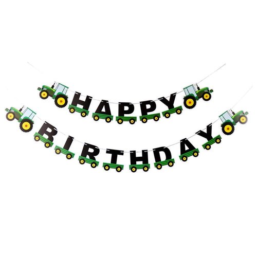 Tractor Happy Birthday Bunting Banner, Tractor Themed Birthday Party Supplies for Baby Shower Party, Birthday Party Decoration,Green