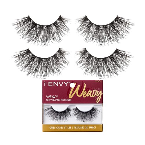 i-ENVY 2 Pairs False Eyelashes Natural Fullness Lightweight Lashes Textured 3D Effect Unique Woven Pattern Lashes (06)