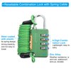 PATIKIL 1 Pack 4 Digit Combination Lock, Helmet Padlock Cable Lock Gym Locker Lock with 3.28Ft Flexible Security Steel Lock Wire for Bike Locker Travel Luggage, Green