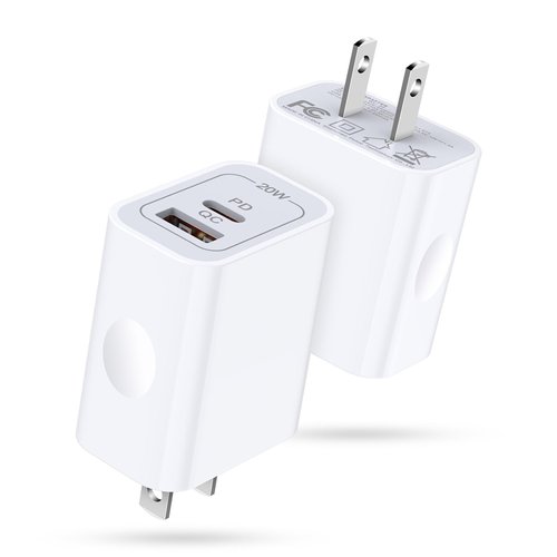 [2-Pack]Pixel 9 Fast Charging Block Type C Android Wall Plug for Google Pixel 9 Pro XL 8A 8 Pro 7 Pro 6 Watch 3/2,20W USB C Wall Charger 2-Port PD Power Adapter+ QC Wall Cube for iPhone 16 15 14 13 12