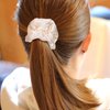 24 Pieces Satin Hair Scrunchies Silky Elastic Hair Bands Skinny Solid Hair Ties Ropes Ponytail Holder for Women Girls Hair Accessories Decorations, 2 Sizes (Cream White)