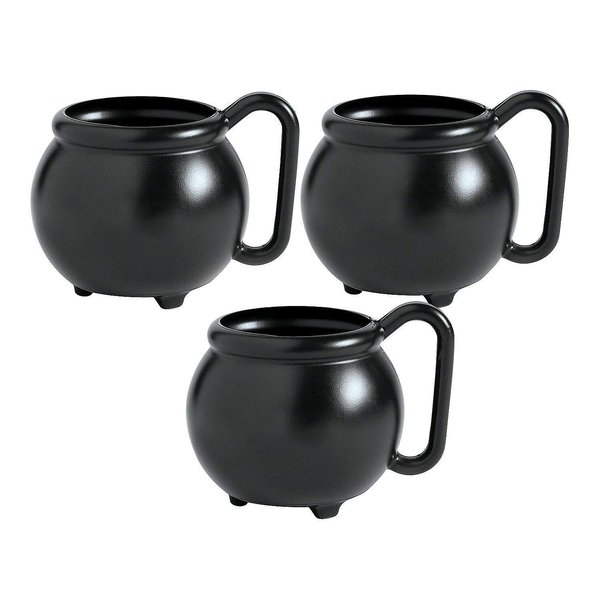 Fun Express Set of 12 Pieces Witch Cauldron Mugs, Holds 12 oz, BPA Free Plastic, Hocus Pocus and Halloween Party Supplies, Black