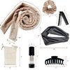 Heatless Hair Curling Rod Headband Dababell No Heat Sleep Overnight Hair curlers For Long Hair Accessory Gift Set(Beige)