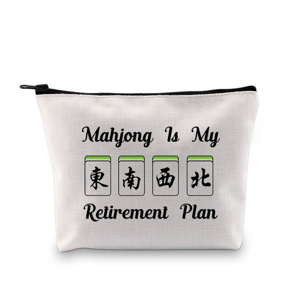 JXGZSO Novelty Mahjong Cosmetic Bag Mahjong Lover Gift Mahjong is My Retirement Plan Board Game Zipper Purse Gift Lucky Mahjong Player