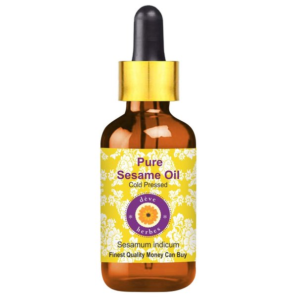 dève herbes Pure Sesame Oil (Sesamum indicum) with Glass Dropper Cold Pressed100ml (3.38 Oz)