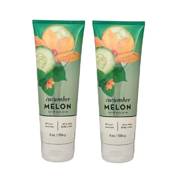 Bath and Body Works Cucumber Melon 2 Pack Ultra Shea Body Cream 8 Oz. (Cucumber Melon)