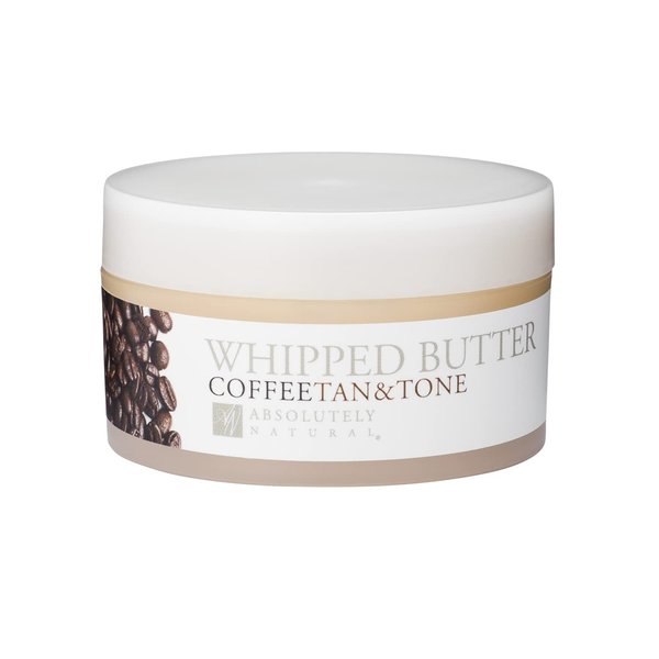 Absolutely Natural - Coffee Tan and Tone Whipped Body Butter 5oz with Nourishing Shea Butter and Coconut Oil Paraben Free Vegan Made in USA
