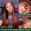 Mayouda 13x4 HD Red Lace Frontal Wig for Black Women Long Straight Lace Wigs With Baby Hairline Synthetic Pre Plucked Wigs Brazilian Virgin Hair Burgundy Lace Front Wigs (30Inch, Burgundy)