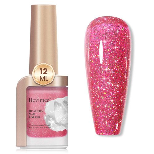 Bevimee Glitter Nail Polish 12ML Quick Dry Nail Polish Shimmer Holographic Long Lasting Nails Iridescent Fingernail Polish Reflective Nail Lacquer Summer Color Nail Art for Beginner-1PC