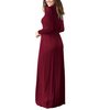 AUSELILY Women's Long Sleeve Casual Loose Pocket Maxi Party Long Dresses for Women (M, Wine Red)