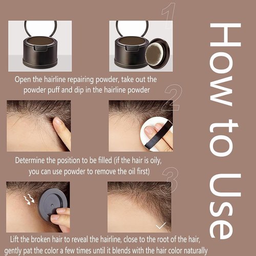 Hairline Powder,Enhance Hairline Powder, Hairline Powder Instantly Conceals Hair, Root Touch Up Hair Powder (Dark Brown, Medium)