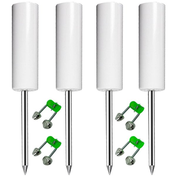 Fishing Rod Holder, 4 Pack Fishing Pole Holders Ground, Rod Holders for Bank Fishing, Beach Support Stand Reinforced PVC, 4 Free Alarm Bells