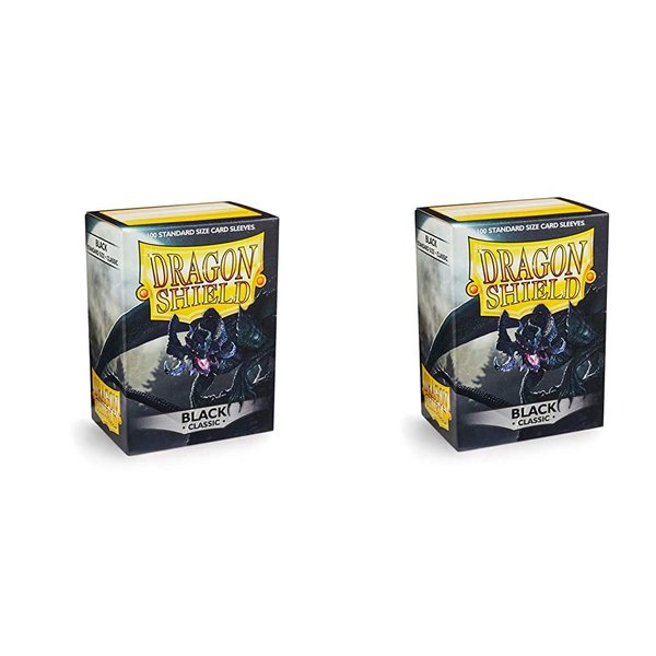 2 Packs Dragon Shield Classic Black Standard Size 100 ct Card Sleeves Individual Pack …