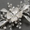 SWEETV Bride Wedding Hair Clip Flower Bridal Comb Silver Bride Hair Piece Crystal Side Combs Leaf Hair Accessories for Women and Girls