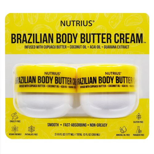 Nutrius | Brazilian Body Butter Cream 2-Pack | Smooth, Fast-Absorbing, Non-Greasy | Infused With Cupuacu Butter