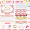 72 Pieces Birthday Decorations for Women Girls Included Backdrop Tablecloths Balloons Floral Garland Happy Birthday Party Supplies for Ladies Birthday Party Decor (Rose Gold)