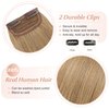 SEGO Clip in Short Hair Extensions 4 Inch 100% Human Hair Hairpiece Human Hair Toppers for Women With Thinning Hair Adding Hair Volume -1 Pcs 8g /Dark Blonde