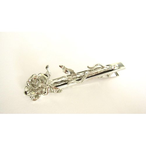 Silver tone metal rose shaped flower alligator hair claw clip fine hair