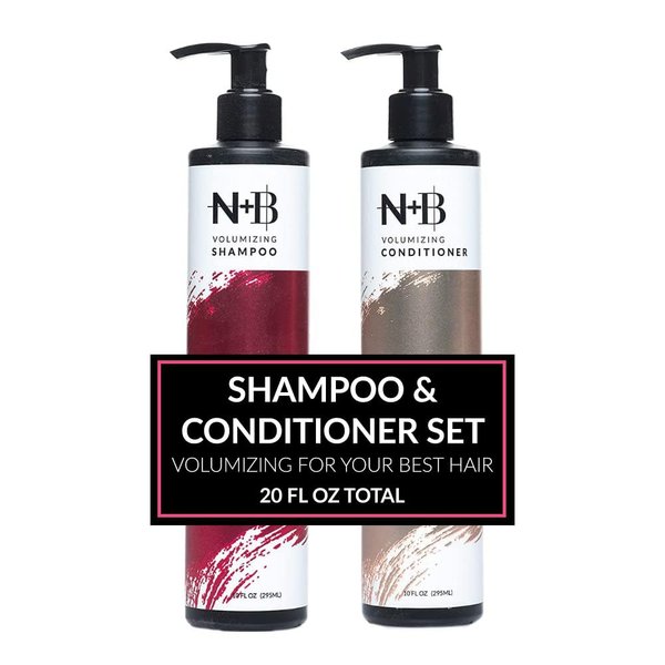 N+B Volume Shampoo + Volume Conditioner Bundle | Sulfate-Free | Paraben-Free | Strengthens and Hydrates | For All Hair Types and Textures | USA Made