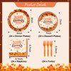 KORHONEN Friendsgiving Party Decorations, 96Pcs Thanksgiving Tableware Set Includes Friendsgiving Napkins Plates Forks, Friendsgiving Maple Leaves Party Supplies