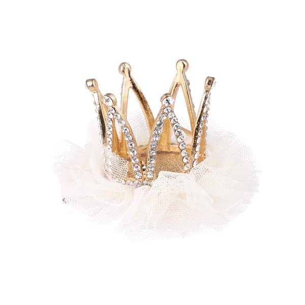 Mobestech Rhinestone Crown Hair Clip for Girls Princess Crown Hair Pin Crystal Tiara Bobby Pins Princess Tiara Hair Barrette for Kids, Beige