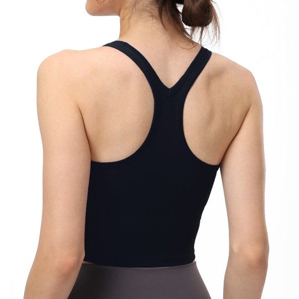 Meslong Women's Racerback Sports Bra Wirefree Padded Gym Running Workout Yoga Bras(Black,8)