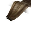 Full Shine Brown Ombre Hair Extensions Weft Hand Tied Hair Extensions Real Human Hair Genius Weft Hair Extensions Color Medium Brown To Honey Blonde Highlight Medium Brown Human Hair Weft 50G 18 Inch
