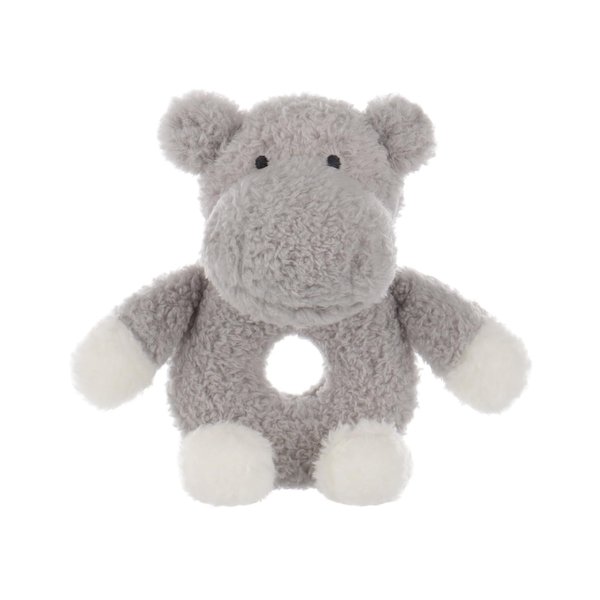 Apricot Lamb Baby Hippo Soft Rattle Toy, Plush Stuffed Animal for Newborn Soft Over 0 Months (Hippo, 6 Inches)